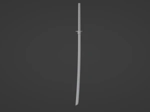 Long silver katana 3D Model