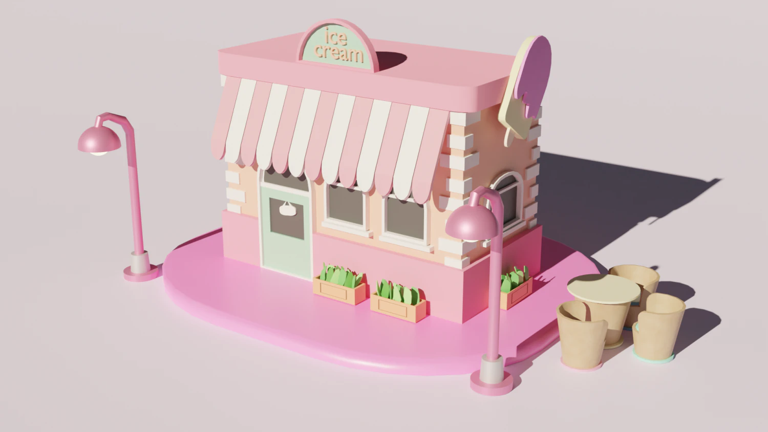 Ice cream 3D Model .c4d .max .obj .3ds .fbx .stl .blend 