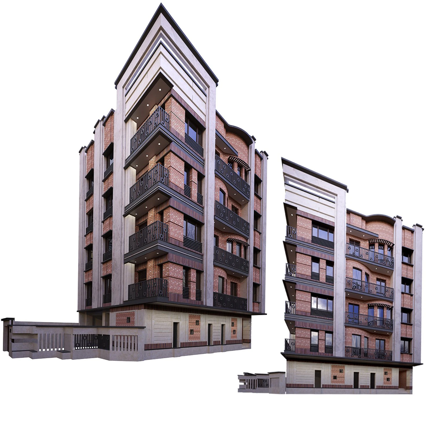 CURVE BUILDING 3D Model .c4d .max .obj .3ds .fbx .stl .blend