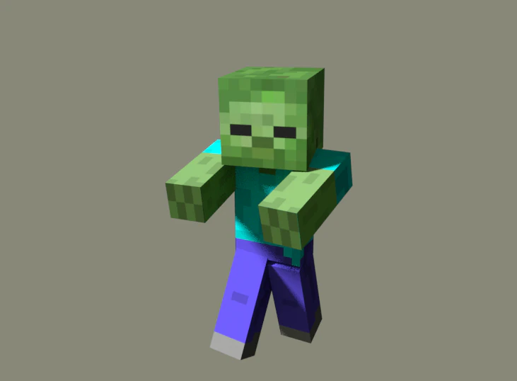 Minecraft Zombie 3D Model .c4d .max .obj .3ds .fbx .stl .blend
