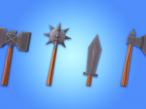 Lowpoly RPG weapons pack Model 3D