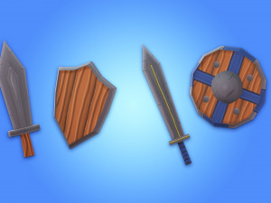 Lowpoly RPG weapons pack Model 3D