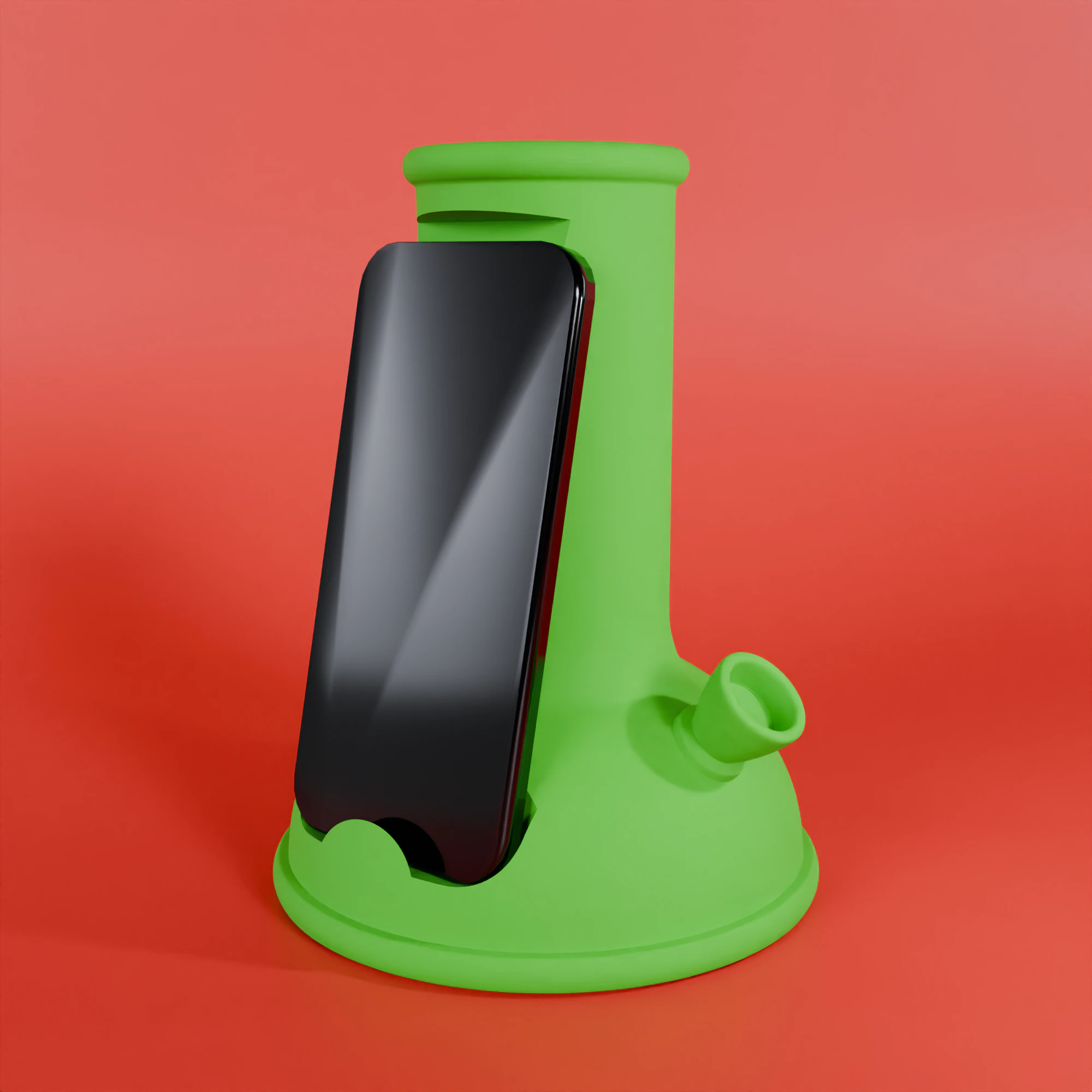 Bong-Shaped Phone Stand 3D Print Model .c4d .max .obj .3ds .fbx .stl .blend 