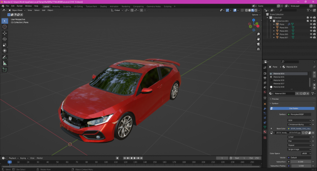Honda Civic SI Coupe Model 3D .c4d .max .obj .3ds .fbx .stl .blend 