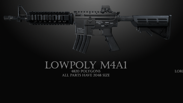M4A1 lowpoly 3D Модель .c4d .max .obj .3ds .fbx .stl .blend 