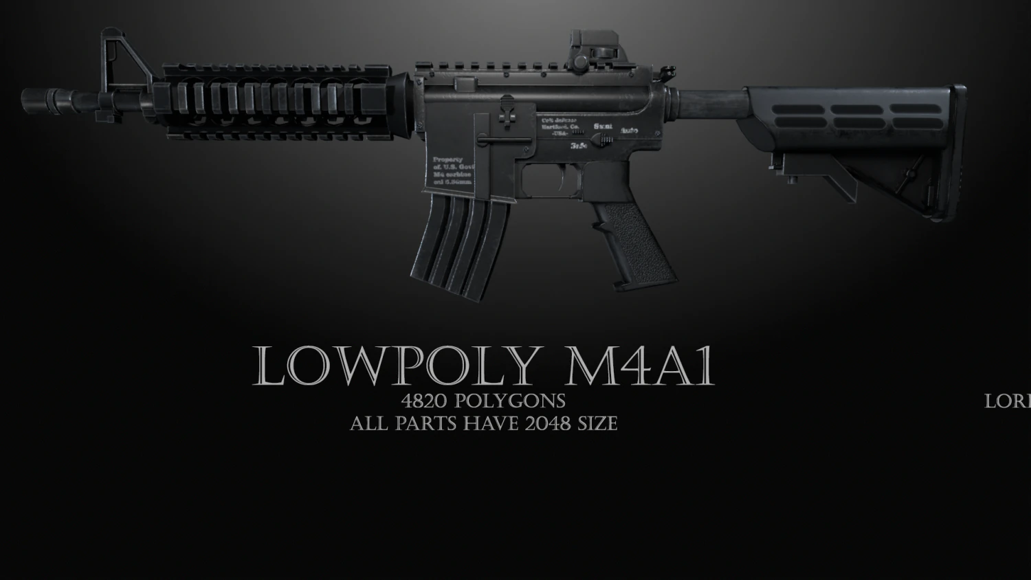 M4A1 lowpoly 3D Model .c4d .max .obj .3ds .fbx .stl .blend 