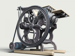 Antique and old animated printing machine 3D 模型