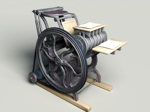 Antique and old animated printing machine Model 3D