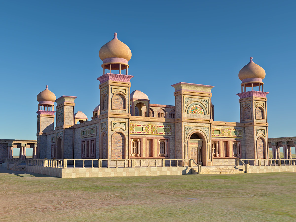 Old and ancient Arab palace exterior and landscape 3D Model .c4d .max .obj .3ds .fbx .stl .blend 