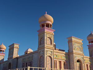 Old and ancient Arab palace exterior and landscape 3D Model