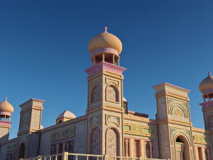Old and ancient Arab palace exterior and landscape 3D Model