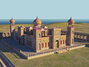 Old and ancient Arab palace exterior and landscape 3D Model
