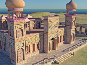 Old and ancient Arab palace exterior and landscape 3D Model