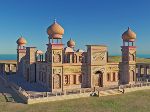 Old and ancient Arab palace exterior and landscape 3D Model