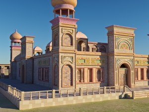 Old and ancient Arab palace exterior and landscape 3D Model