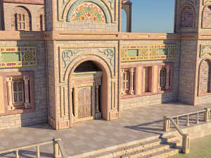 Old and ancient Arab palace exterior and landscape 3D Model