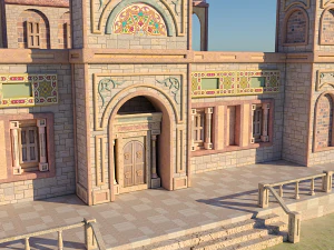 Old and ancient Arab palace exterior and landscape 3D Model
