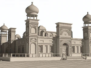 Old and ancient Arab palace exterior and landscape 3D Model