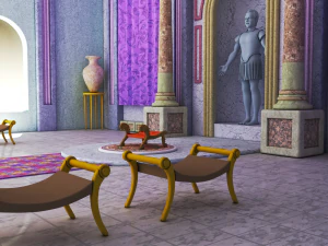 Hall of a Greek palace Low poly 3D Model