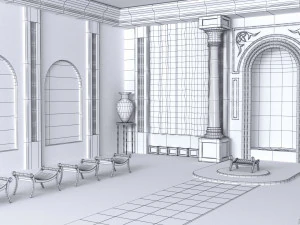 Hall of a Greek palace Low poly 3D Model