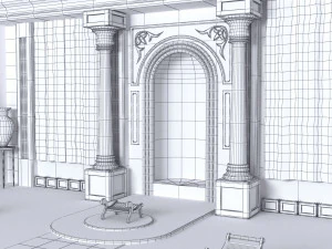 Hall of a Greek palace Low poly 3D Model