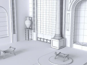 Hall of a Greek palace Low poly 3D Model