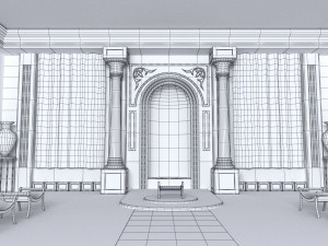 Hall of a Greek palace Low poly 3D Model