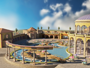 Tourist resort and entertainment place Low-poly 3D 模型