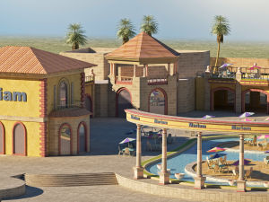 Tourist resort and entertainment place Low-poly 3Dモデル
