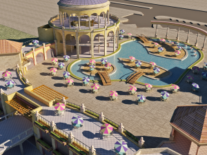 Tourist resort and entertainment place Low-poly 3Dモデル