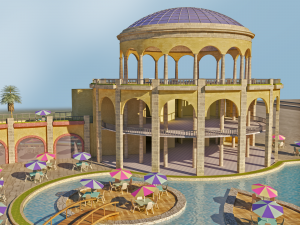 Tourist resort and entertainment place Low-poly 3Dモデル
