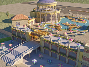 Tourist resort and entertainment place Low-poly 3Dモデル