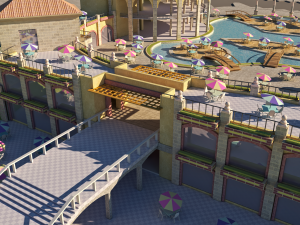 Tourist resort and entertainment place Low-poly 3Dモデル