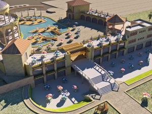 Tourist resort and entertainment place Low-poly 3Dモデル