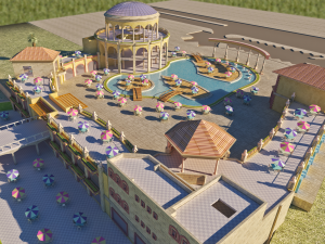 Tourist resort and entertainment place Low-poly 3Dモデル