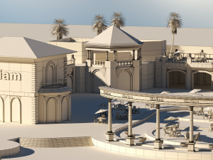 Tourist resort and entertainment place Low-poly 3Dモデル