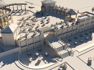 Tourist resort and entertainment place Low-poly 3Dモデル