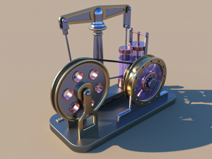 Steam motor engine with animation Modèle 3D