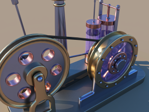 Steam motor engine with animation Modèle 3D