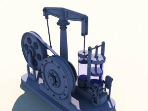 Steam motor engine with animation 3D Model