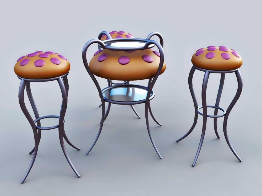 Jellyfish table and chairs 3D Model .c4d .max .obj .3ds .fbx .stl .blend 