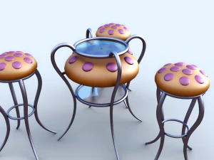 Jellyfish table and chairs 3D Model