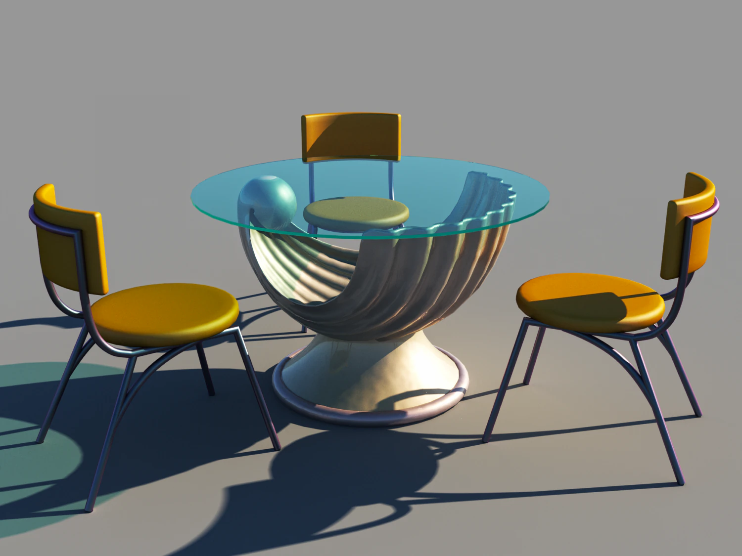 Shell table and chairs for sea food resturant 3D Model .c4d .max .obj .3ds .fbx .stl .blend 