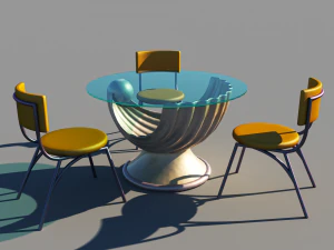 Mesa e cadeiras shell para restaurante de frutos do mar Modelo 3D