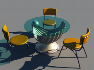 Shell table and chairs for sea food resturant Model 3D