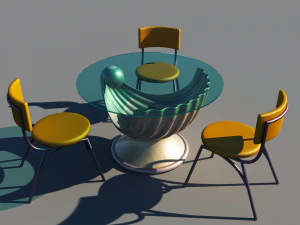 Shell table and chairs for sea food resturant 3D Model
