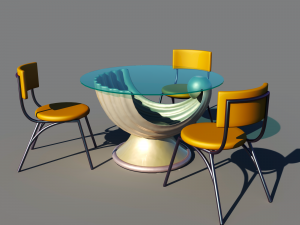 Shell table and chairs for sea food resturant Model 3D