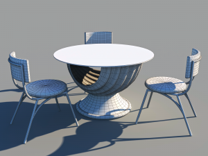 Shell table and chairs for sea food resturant Model 3D