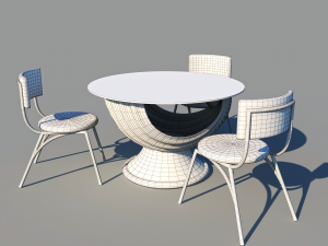 Shell table and chairs for sea food resturant Model 3D