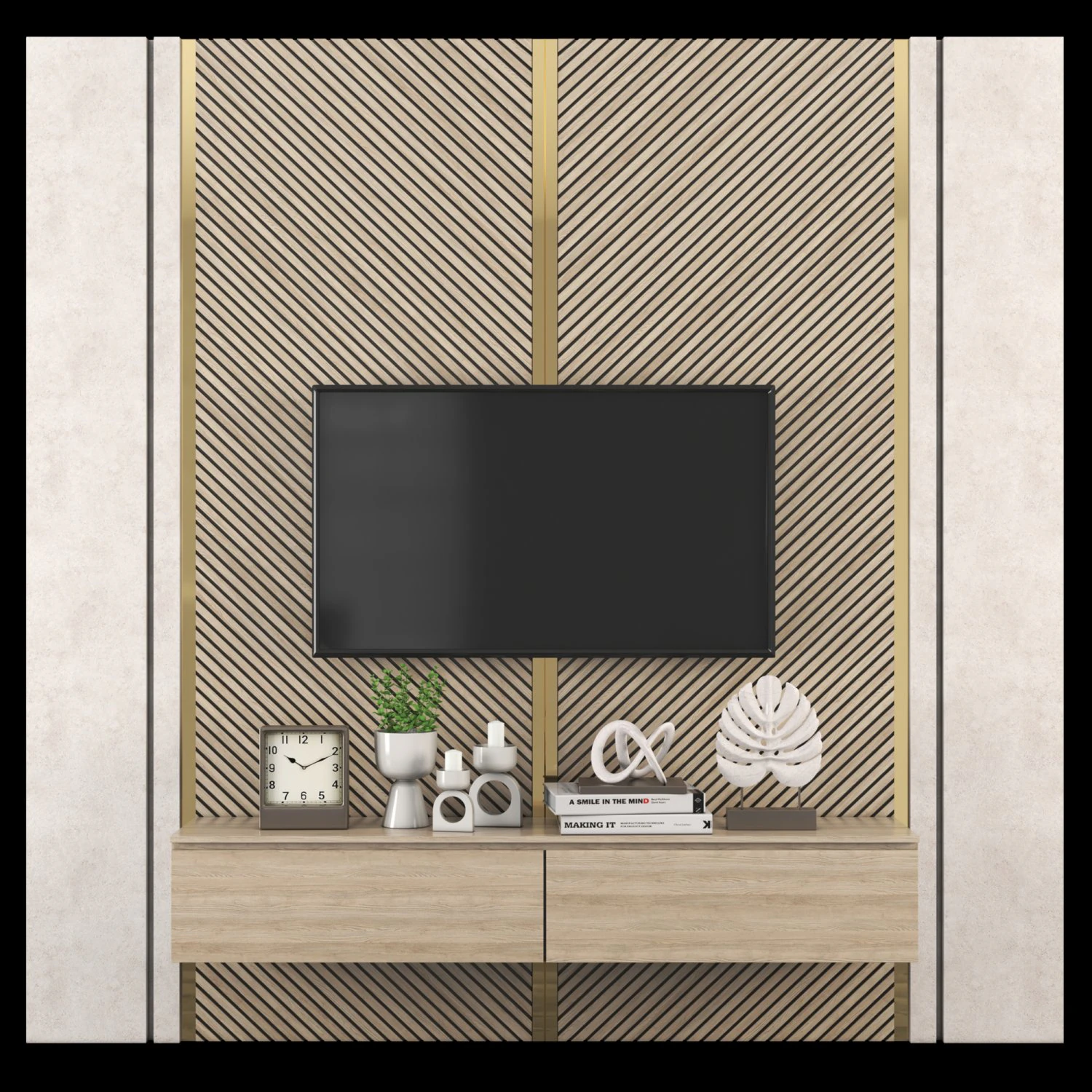 电视墙-04 3D 模型 .c4d .max .obj .3ds .fbx .stl .blend 